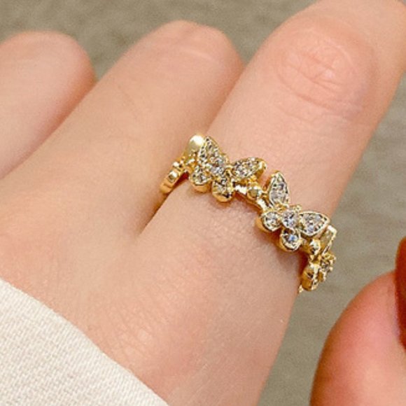 Butterfly Ring Jewelry - NEW!  Butterfly Ring Beautiful Color Gold CZ Diamonds